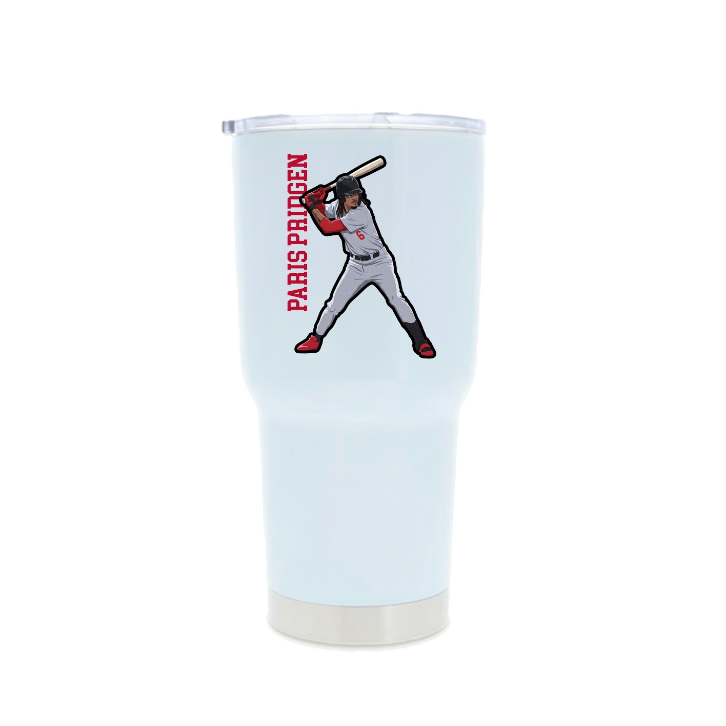 30oz Stainless Steel Tumbler — Name Vertical in White