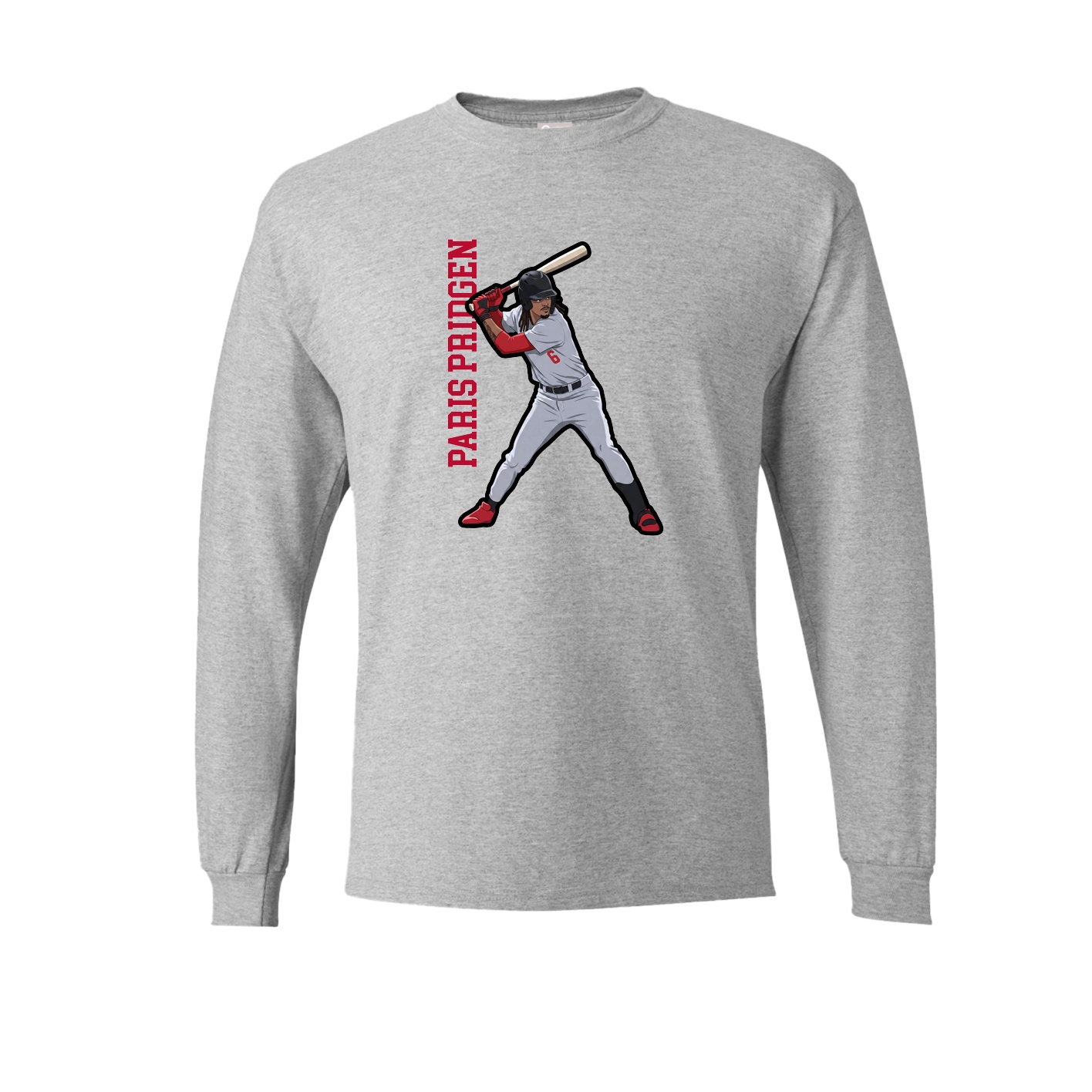 Long Sleeve Tee — Name Vertical in Grey