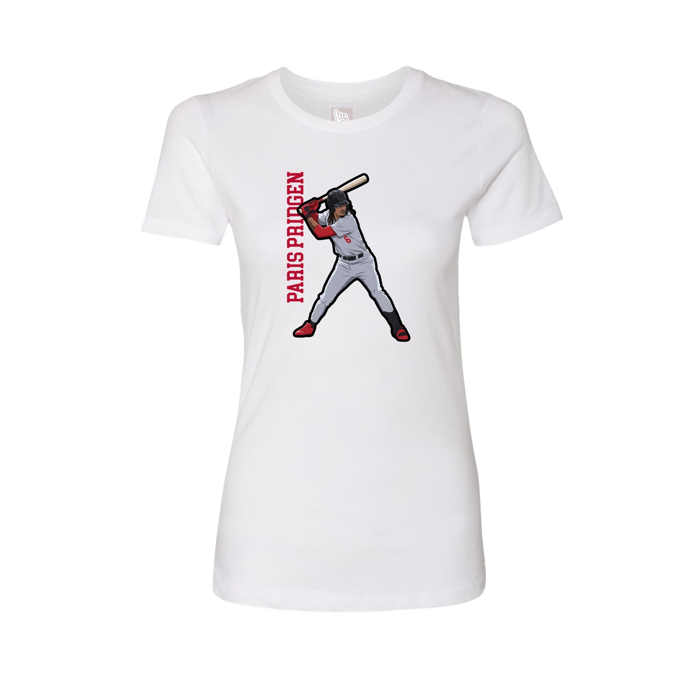 Fitted Women's Tee — Name Vertical in White