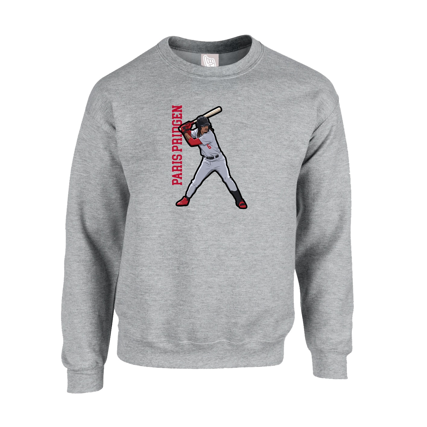 Fleece Crew — Name Vertical in Grey