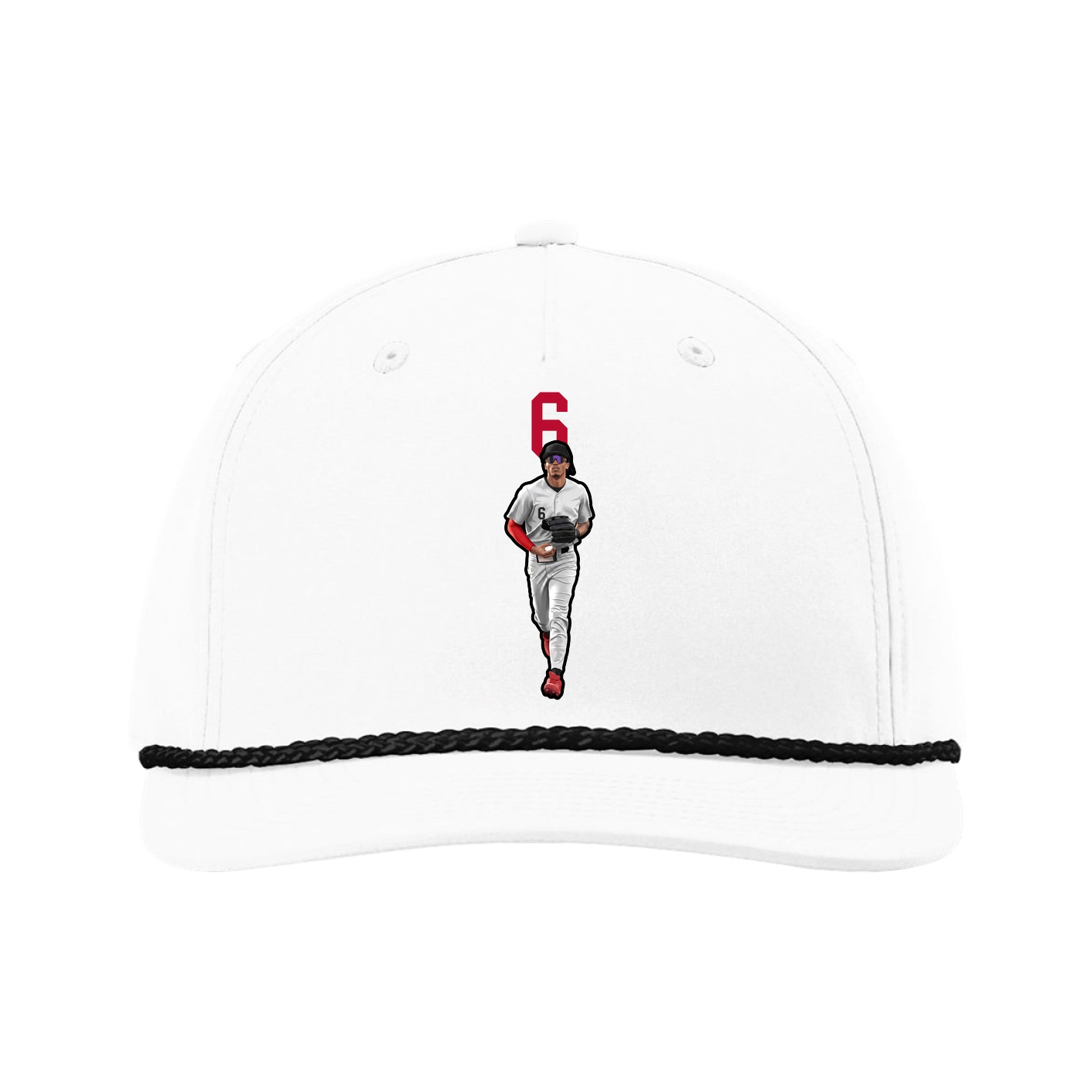 Five-Panel Classic Rope Cap — Number Top in White