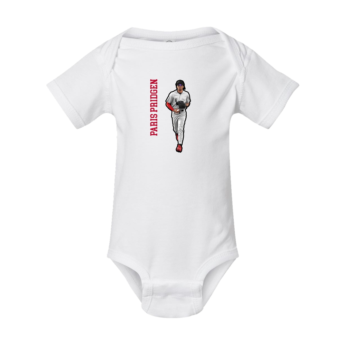 Baby Onesie — Name Vertical in White