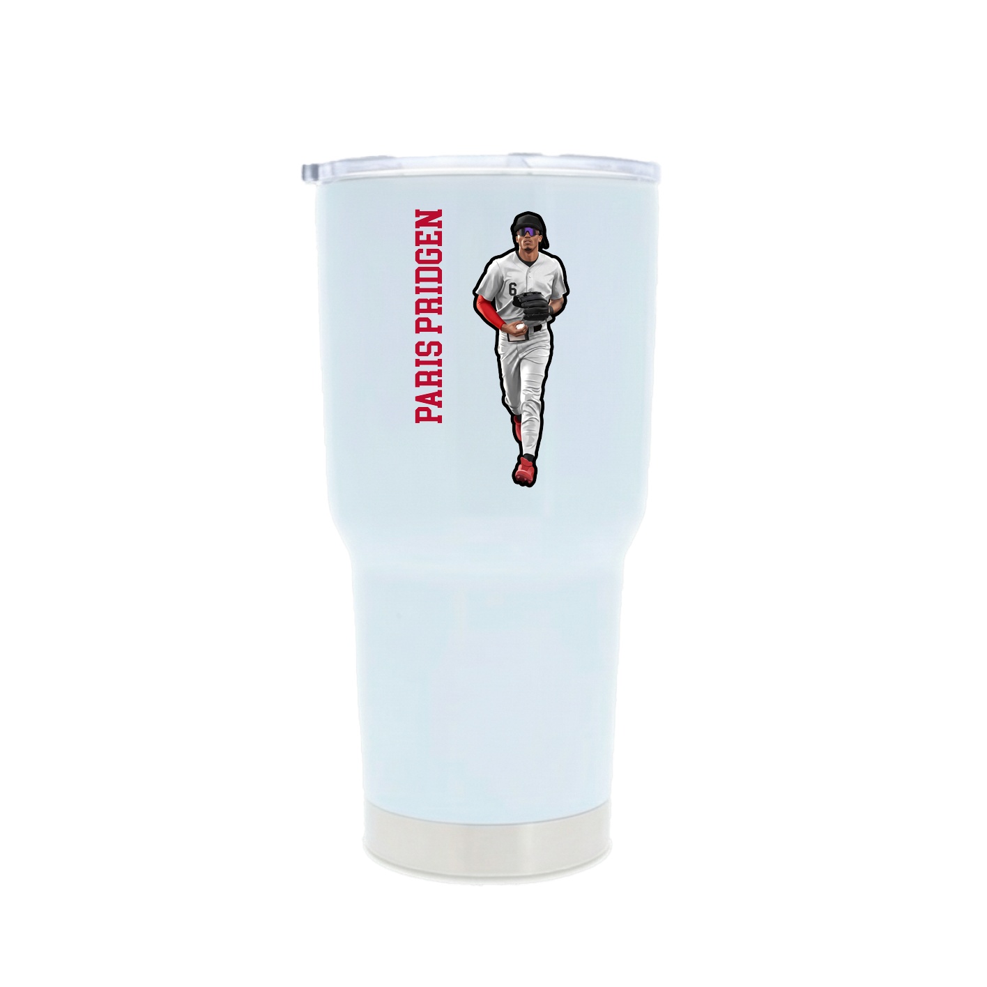 30oz Stainless Steel Tumbler — Name Vertical in White
