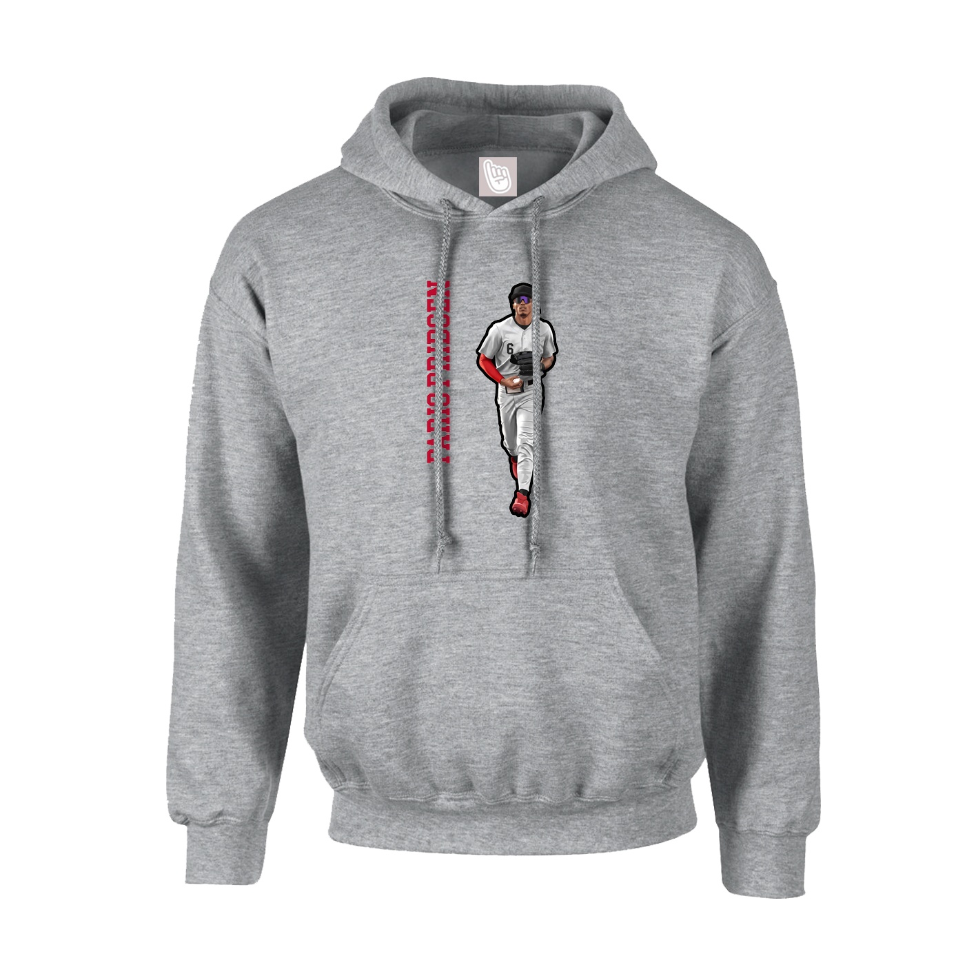 Youth Hoodie — Name Vertical in Grey