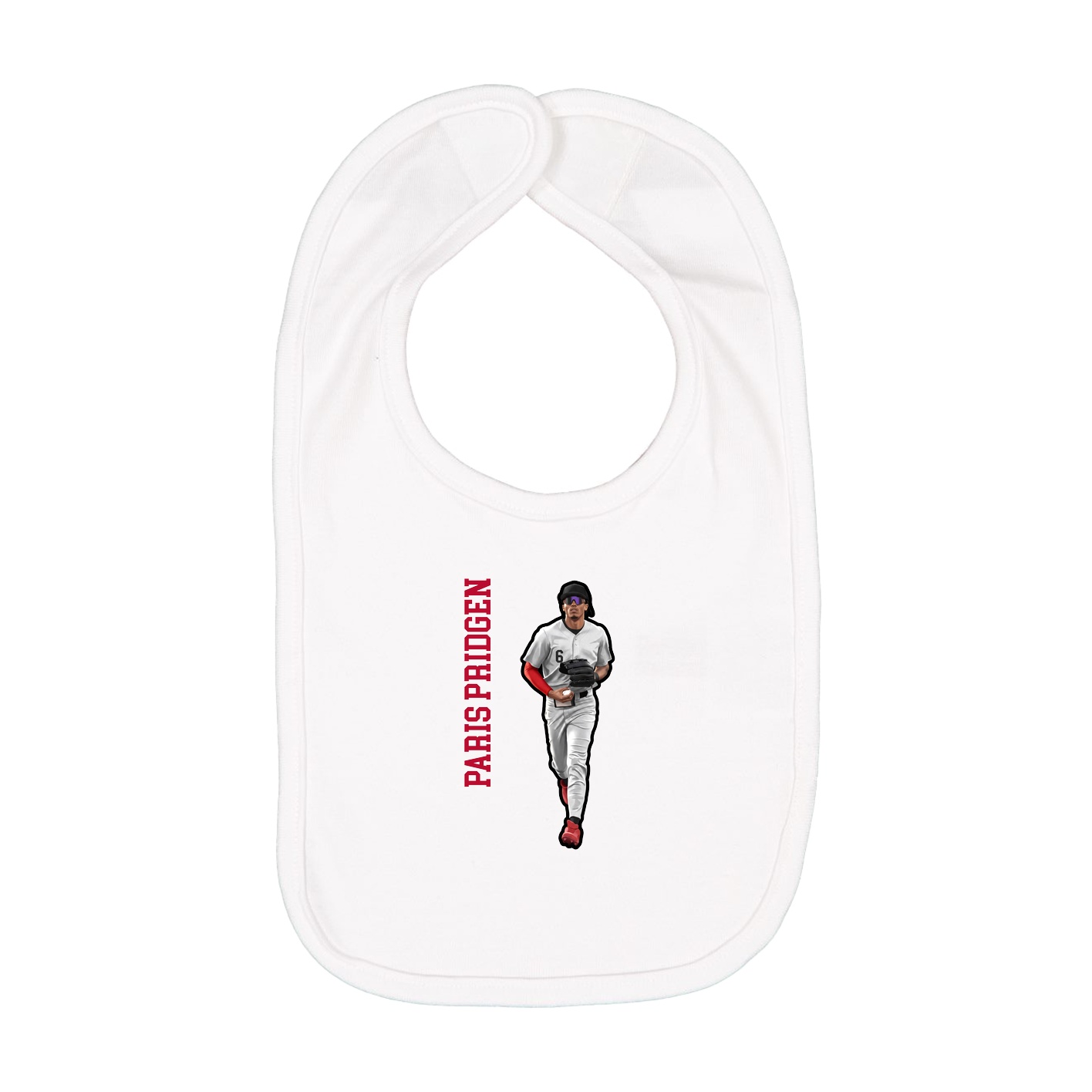 Infant Bib — Name Vertical in White