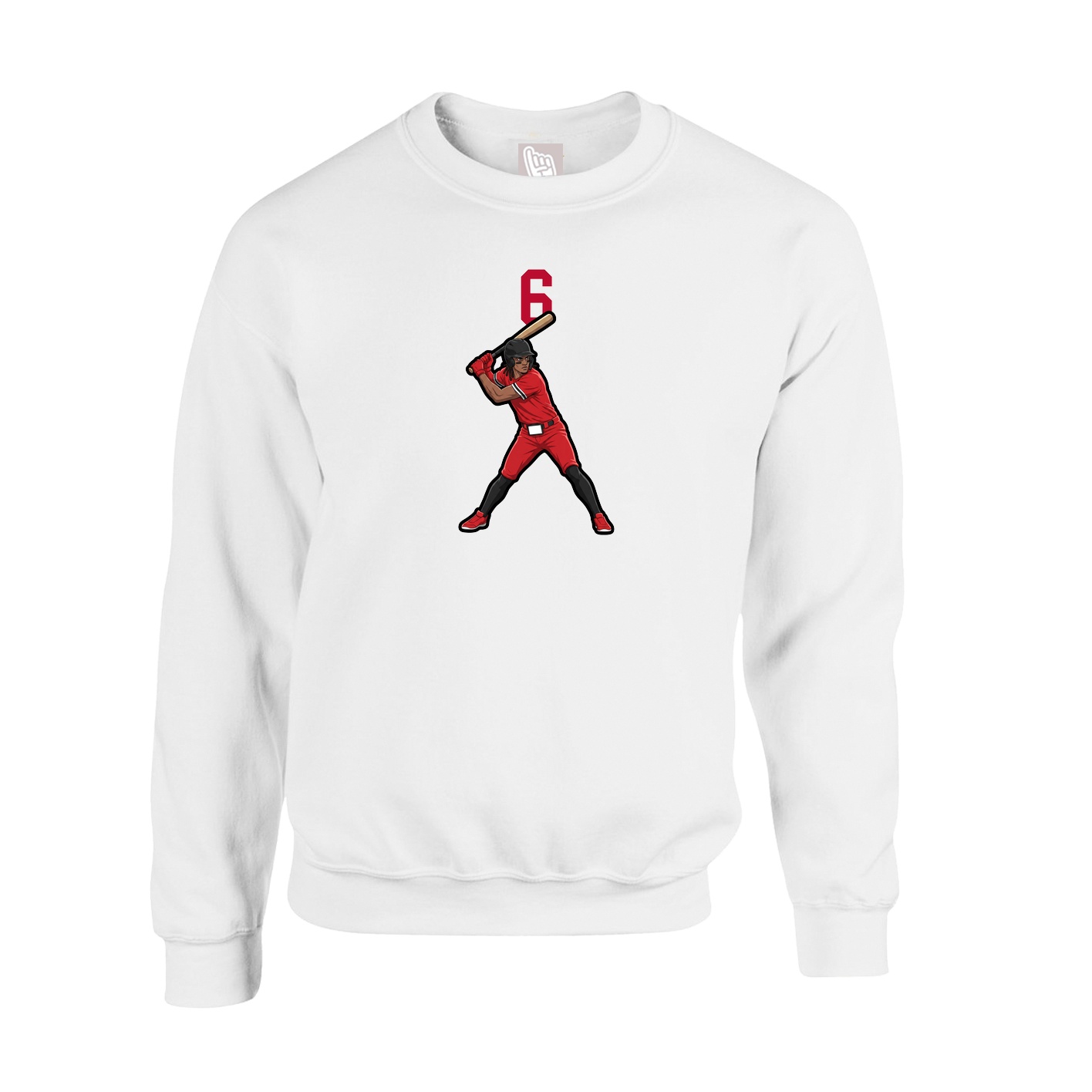 Fleece Crew — Number Top in White
