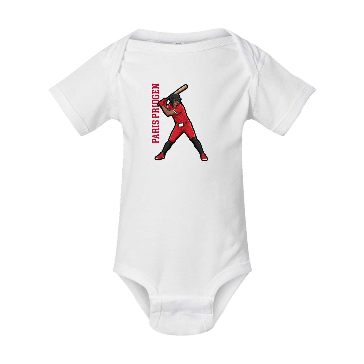 Baby Onesie — Name Vertical in White