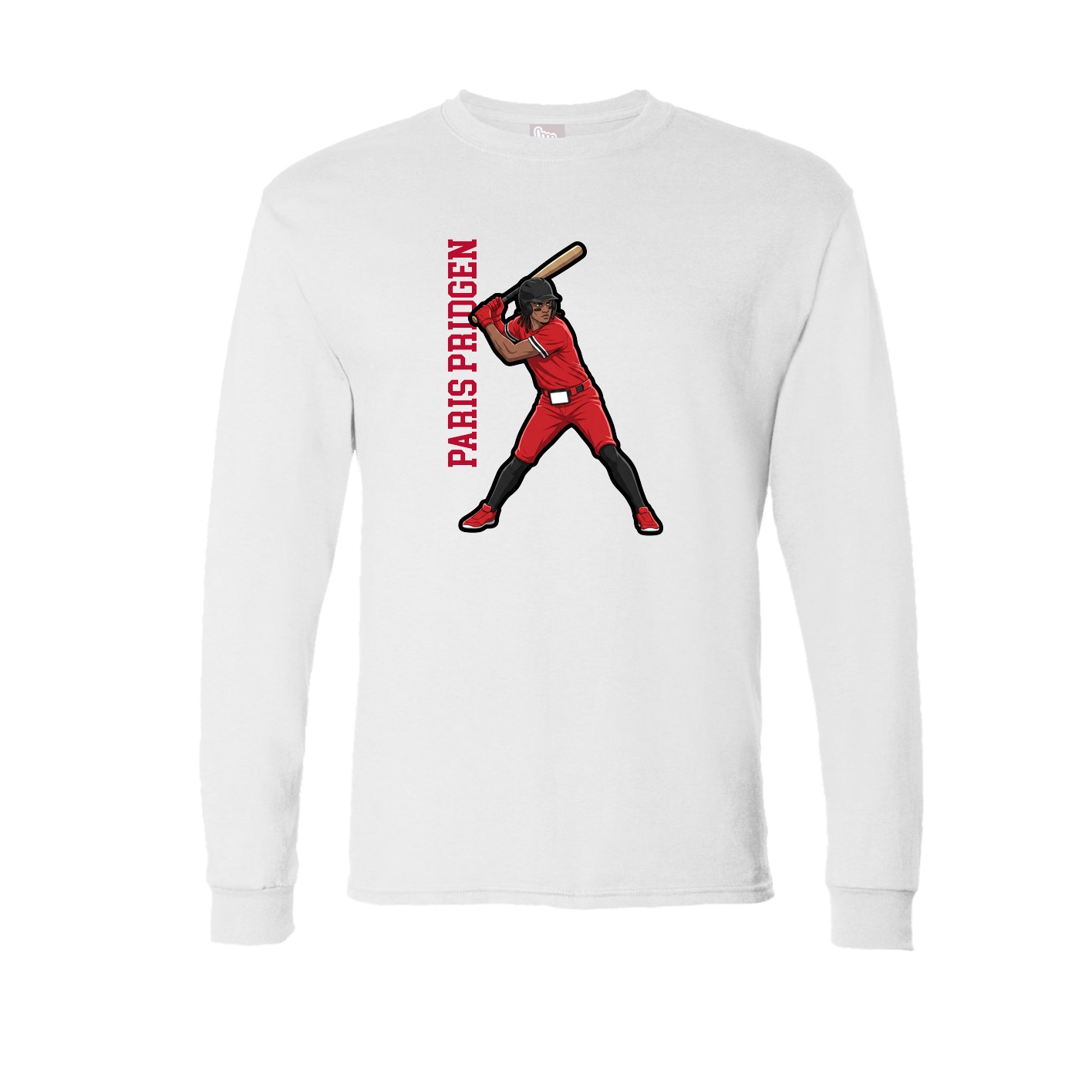 Long Sleeve Tee — Name Vertical in White