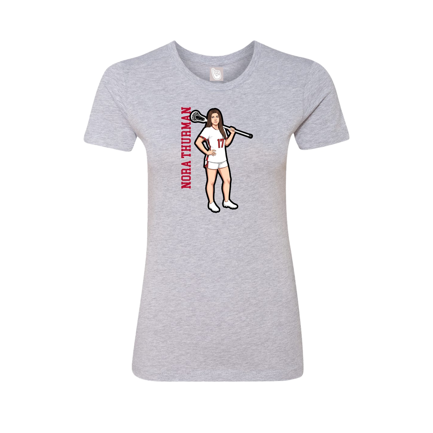 Womens Tee — Name Vertical in Grey