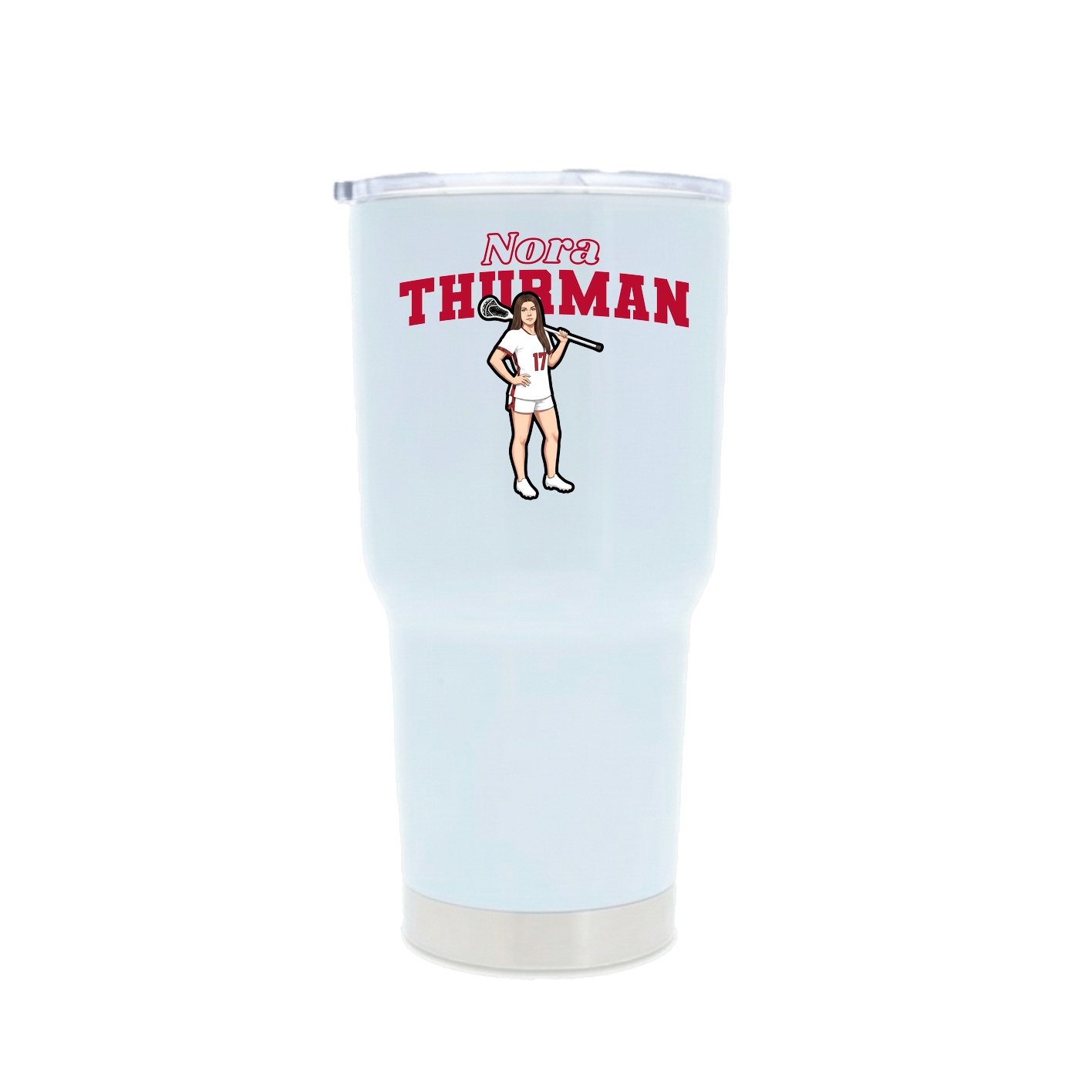 30oz Stainless Steel Tumbler — Name Arch in White