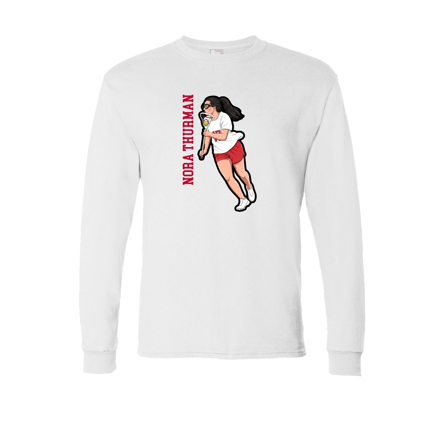 Long Sleeve Tee — Name Vertical in White