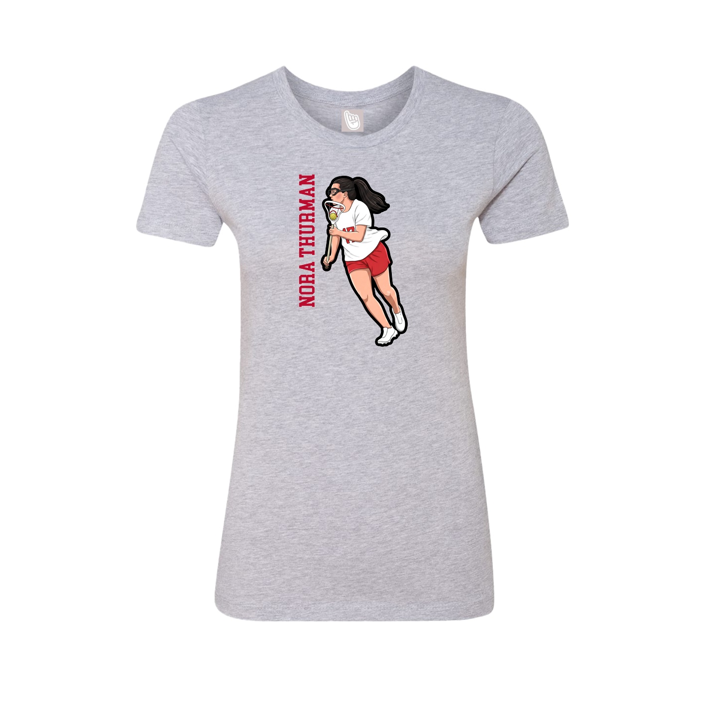 Womens Tee — Name Vertical in Grey