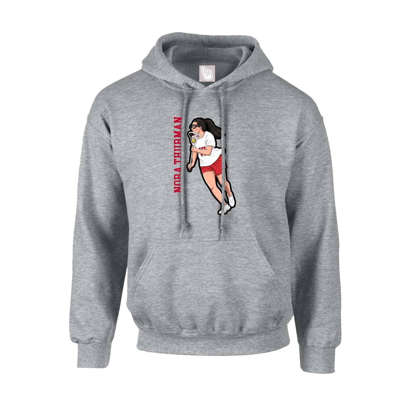 Youth Hoodie — Name Vertical in Grey