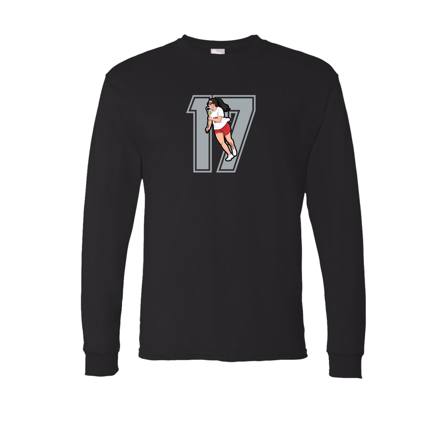 Long Sleeve Tee — Number in Black