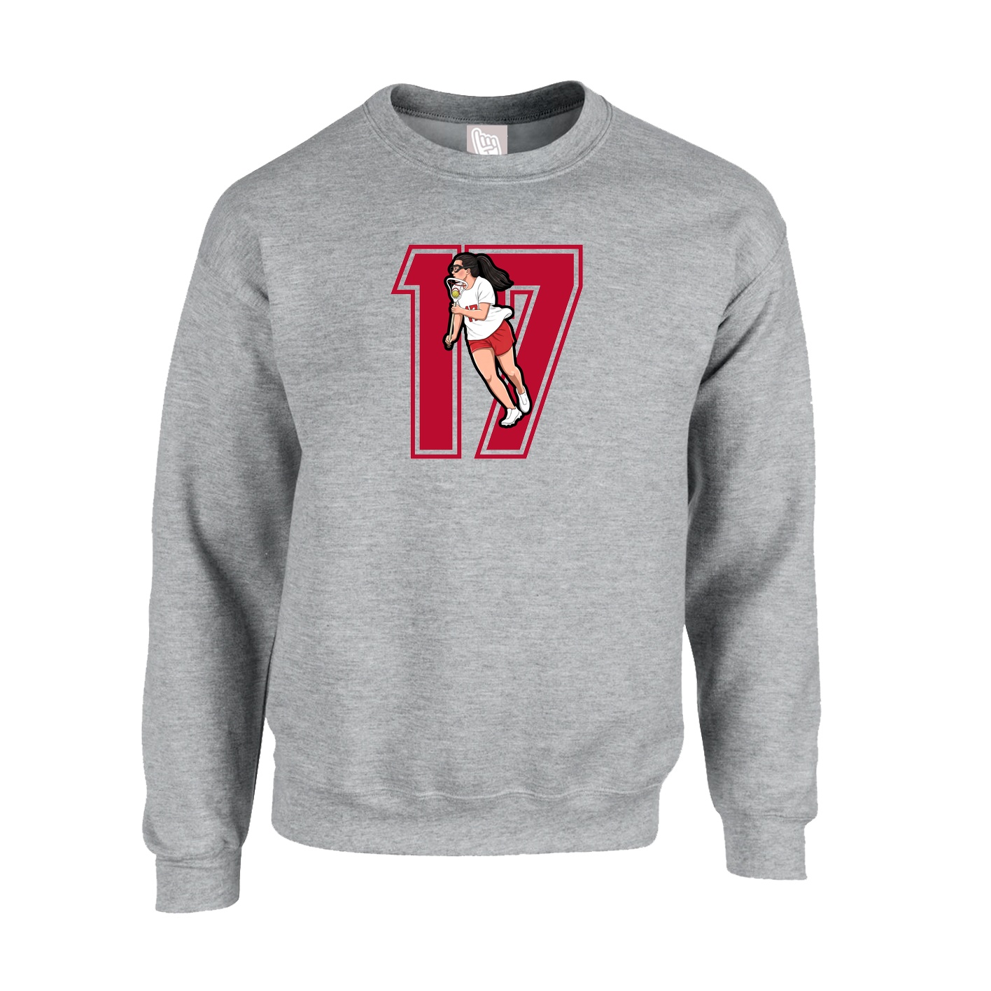 Fleece Crew — Number in Grey