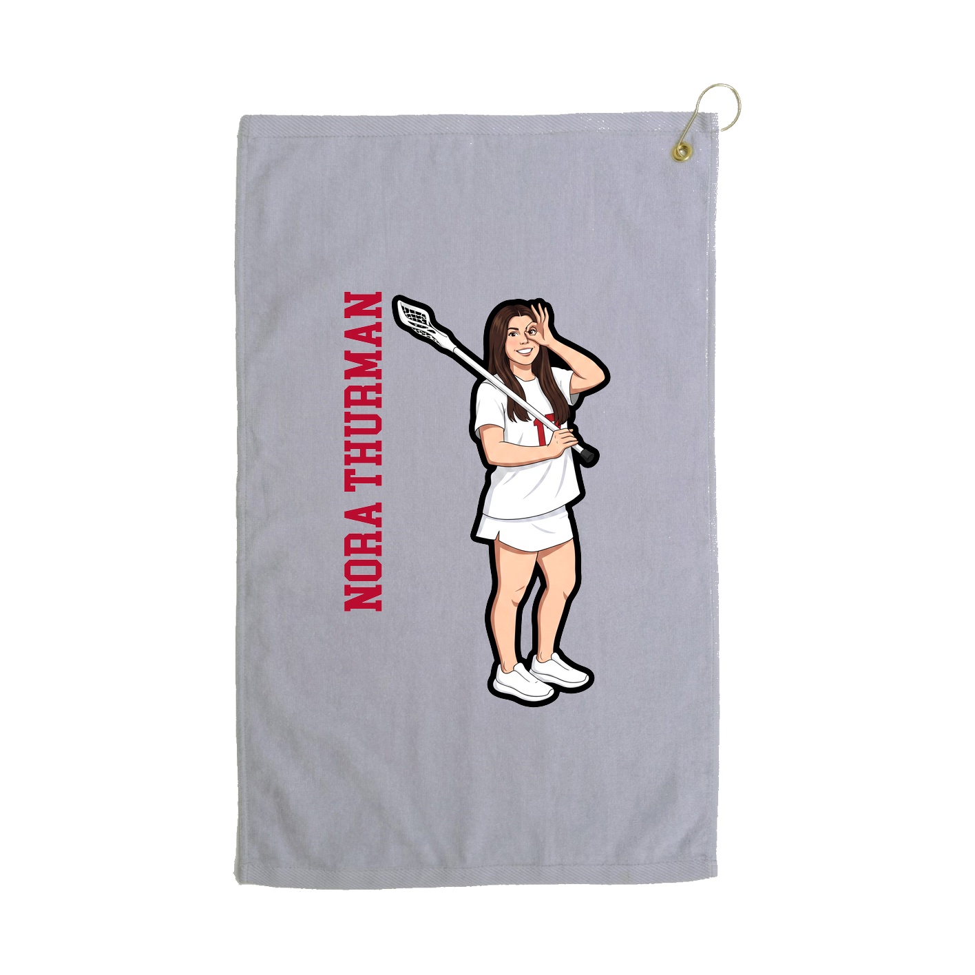 Golf Towel — Name Vertical in Grey