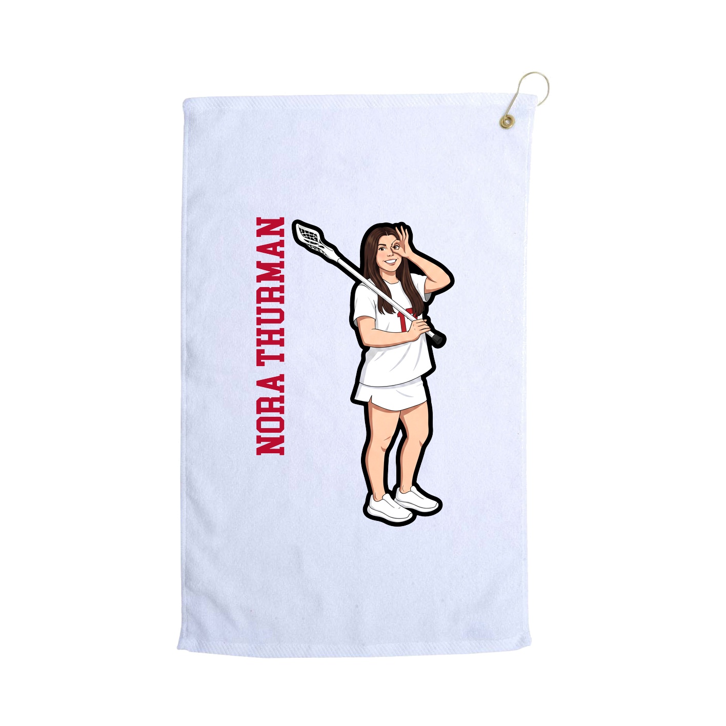 Golf Towel — Name Vertical in White