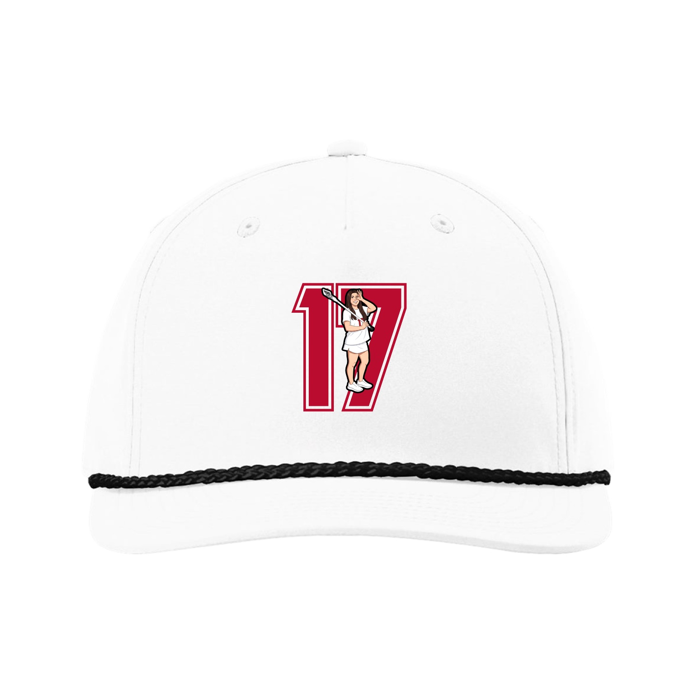 Five-Panel Classic Rope Cap — Number in White