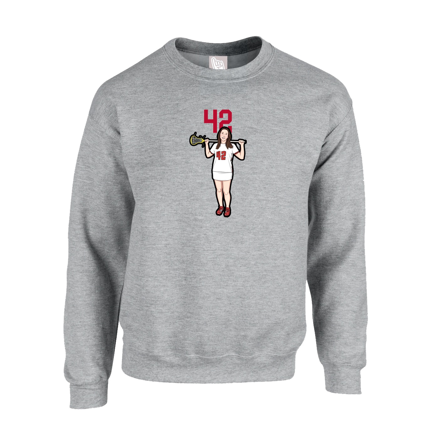Fleece Crew — Number Top in Grey