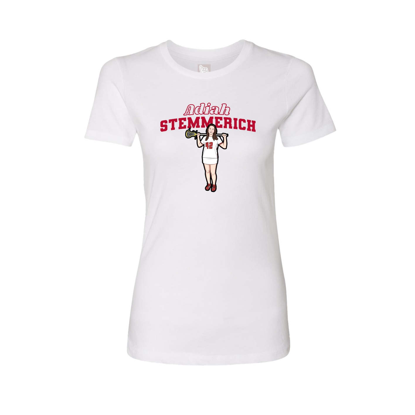 Fitted Women's Tee — Name Arch in White