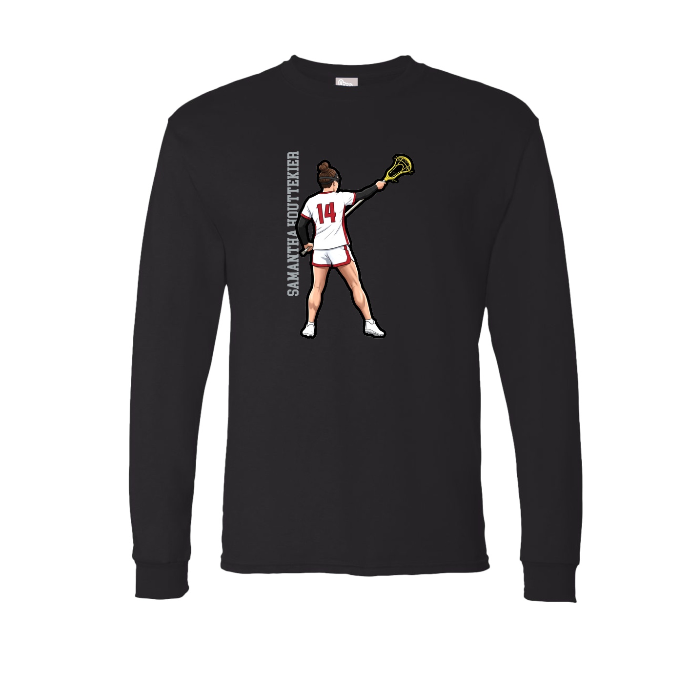 Long Sleeve Tee — Name Vertical in Black