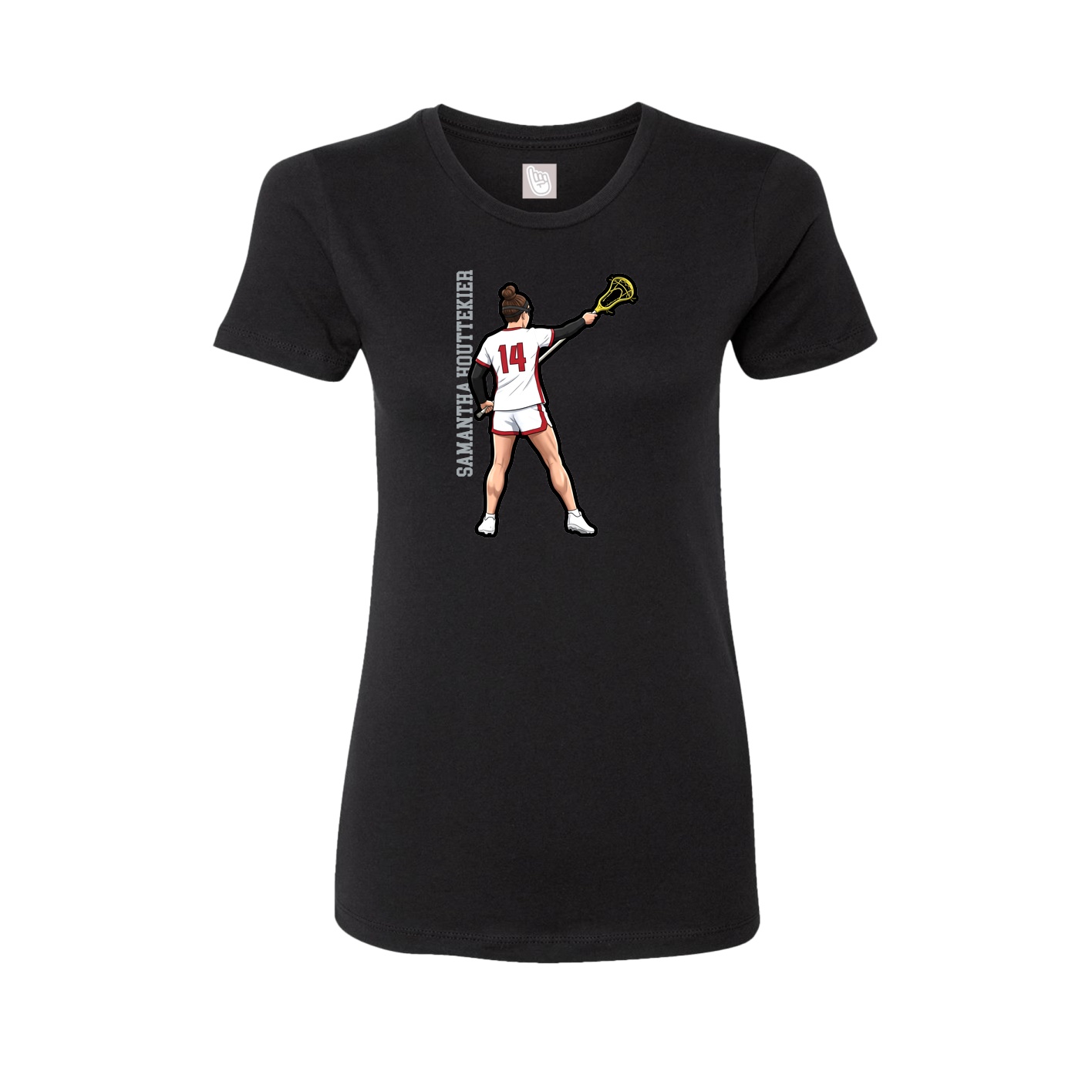 Fitted Women's Tee — Name Vertical in Black