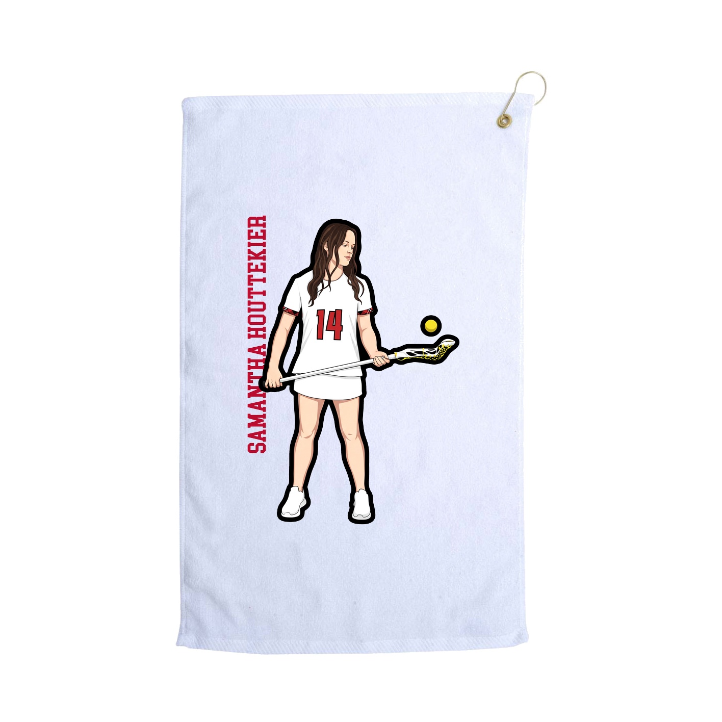 Golf Towel — Name Vertical in White