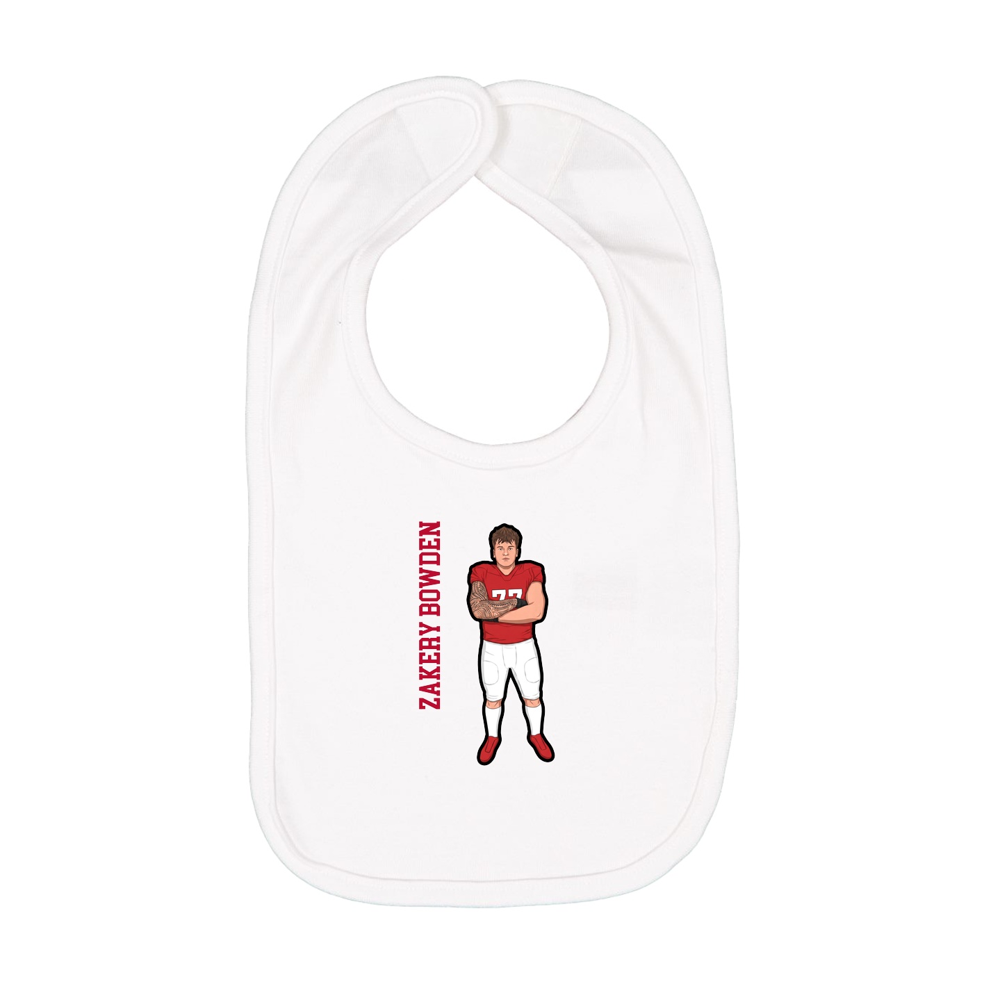 Infant Bib — Name Vertical in White