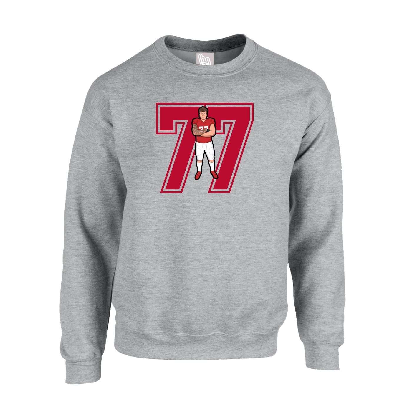 Fleece Crew — Number in Grey