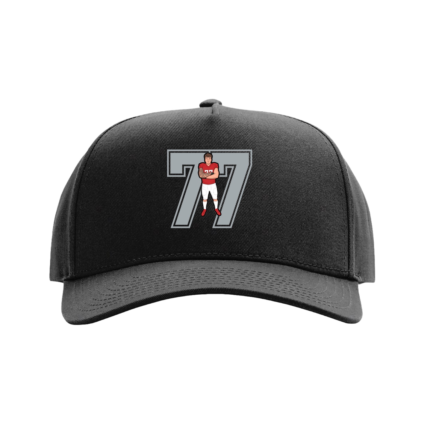 Full Fabric Five-Panel Champ Cap — Number in Black