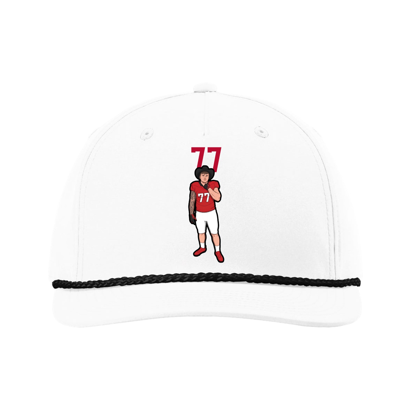 Five-Panel Classic Rope Cap — Number Top in White