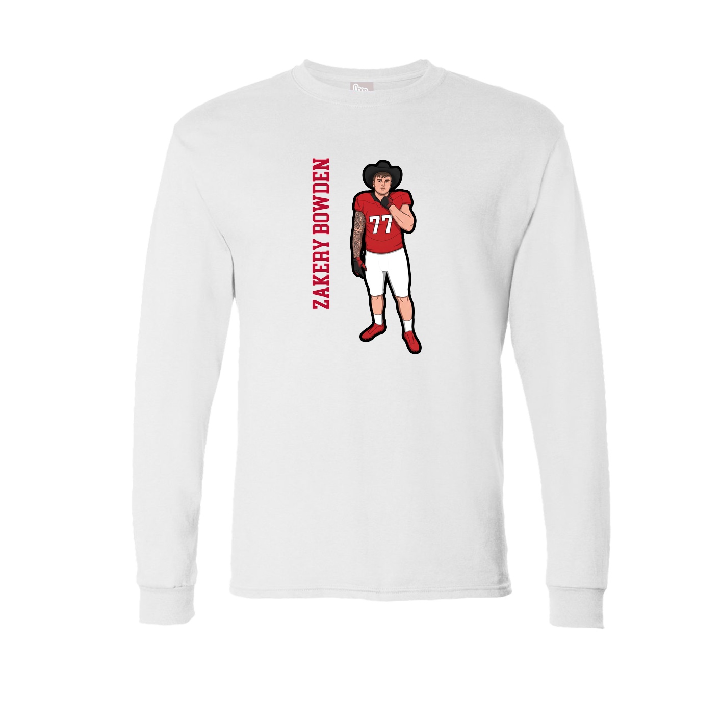 Long Sleeve Tee — Name Vertical in White