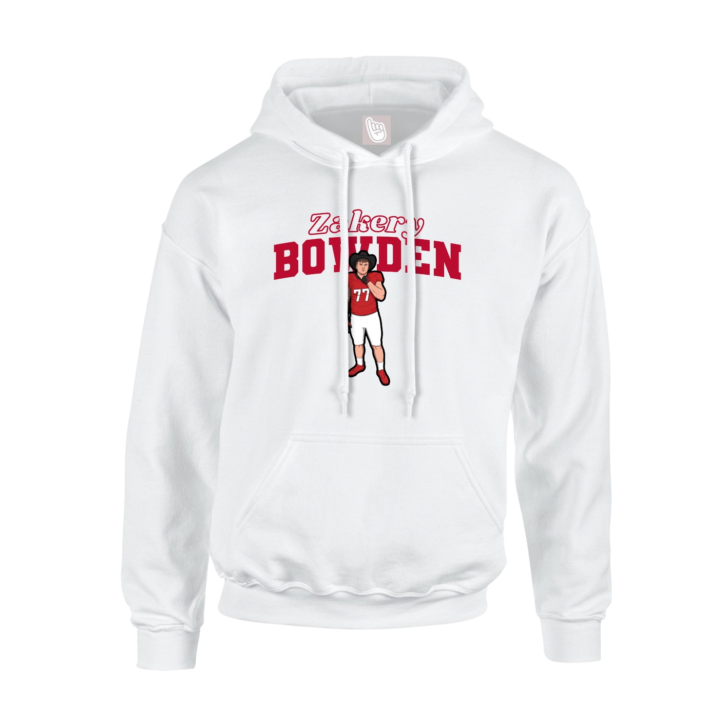 Youth Hoodie — Name Arch in White