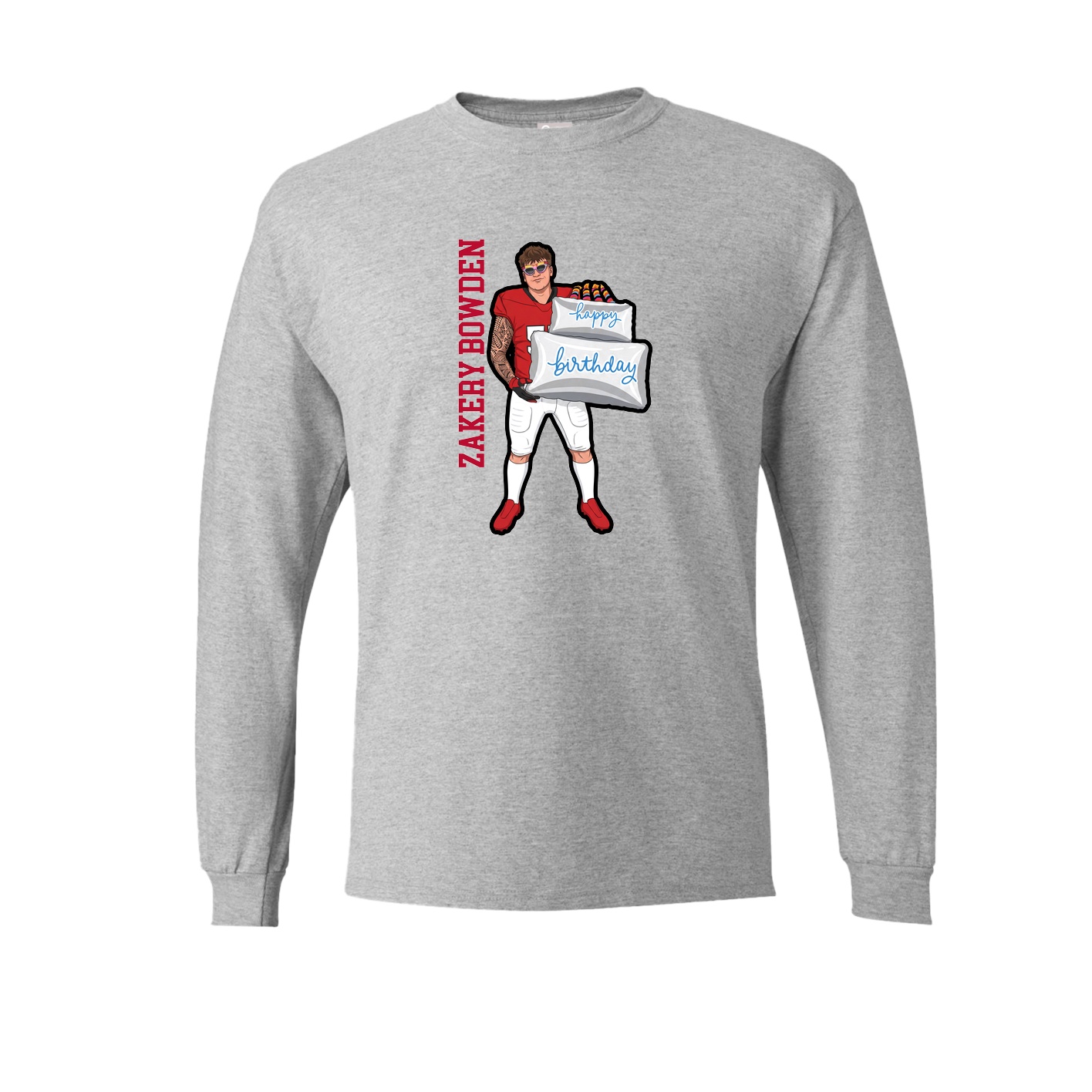 Long Sleeve Tee — Name Vertical in Grey