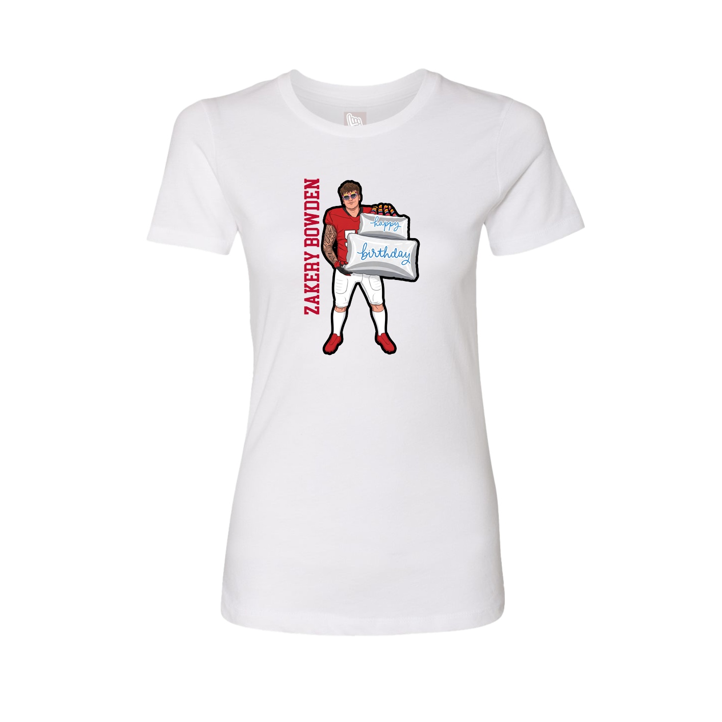 Womens Tee — Name Vertical in White