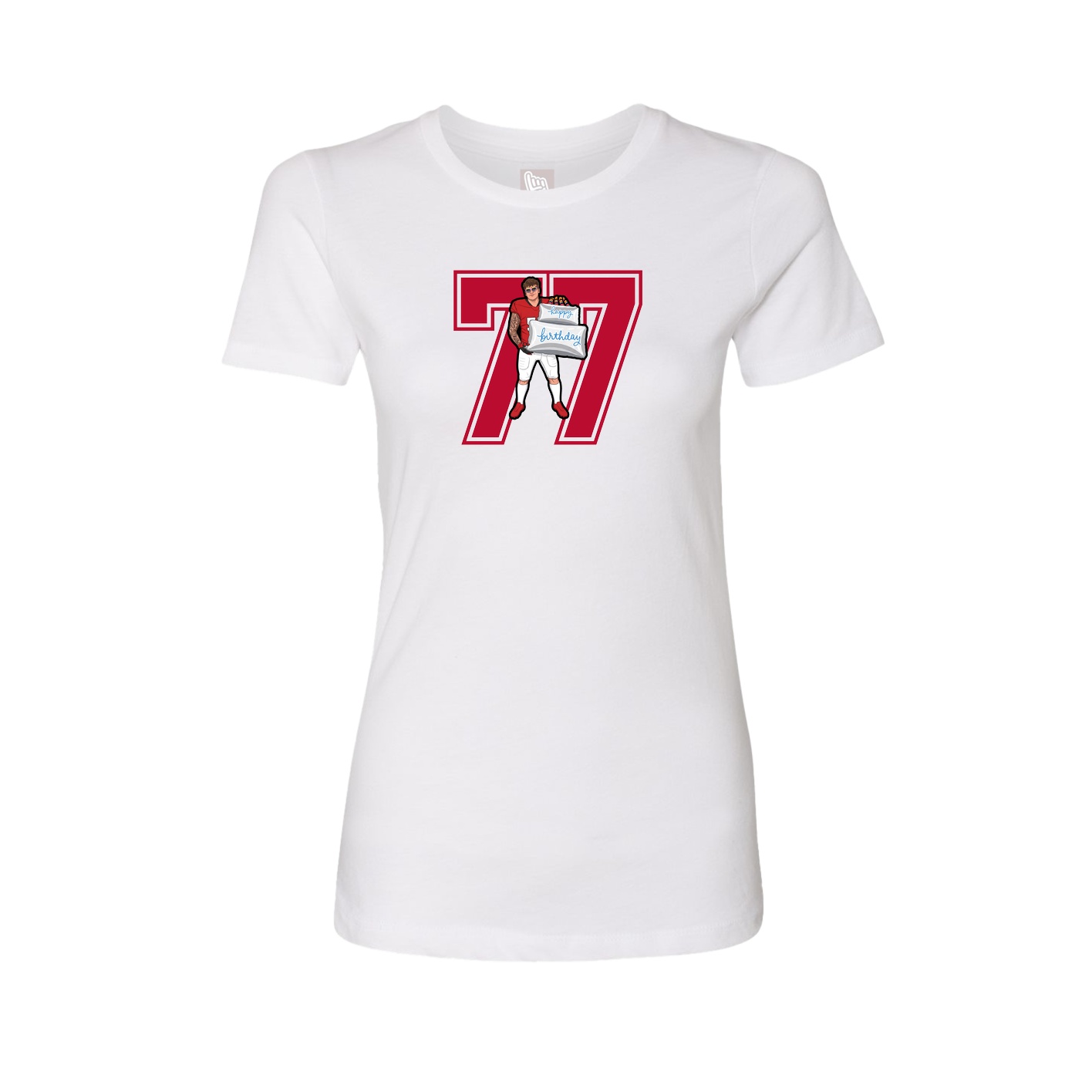 Fitted Women's Tee — Number in White