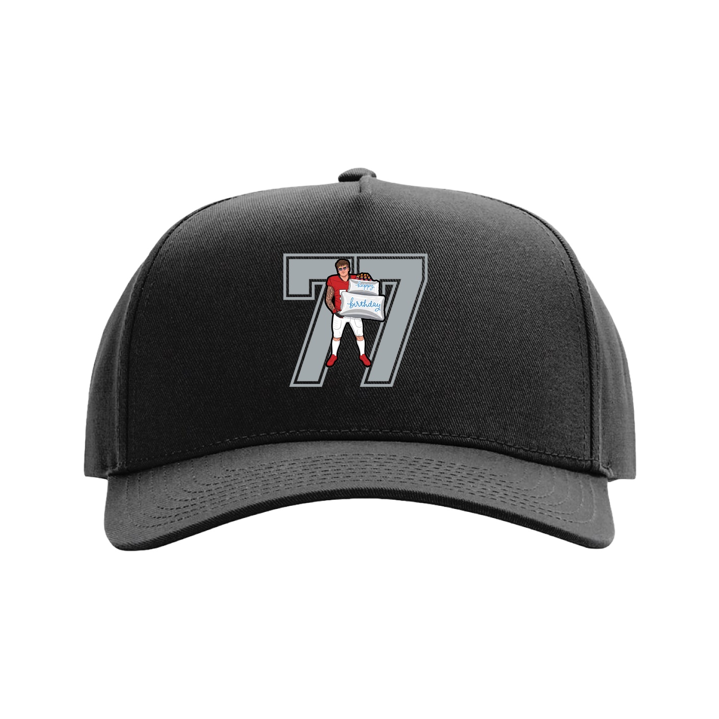Full Fabric Five-Panel Champ Cap — Number in Black