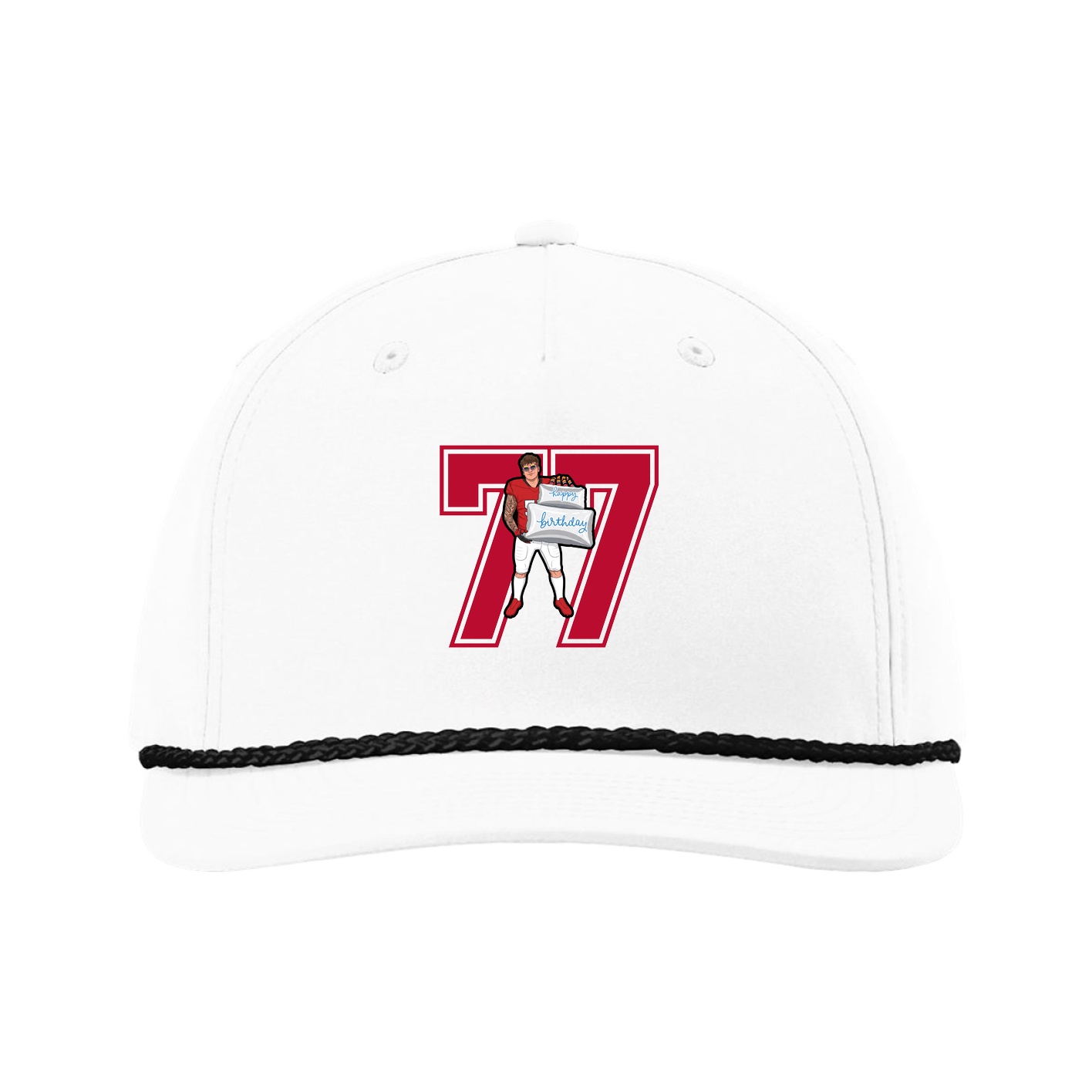 Five-Panel Classic Rope Cap — Number in White