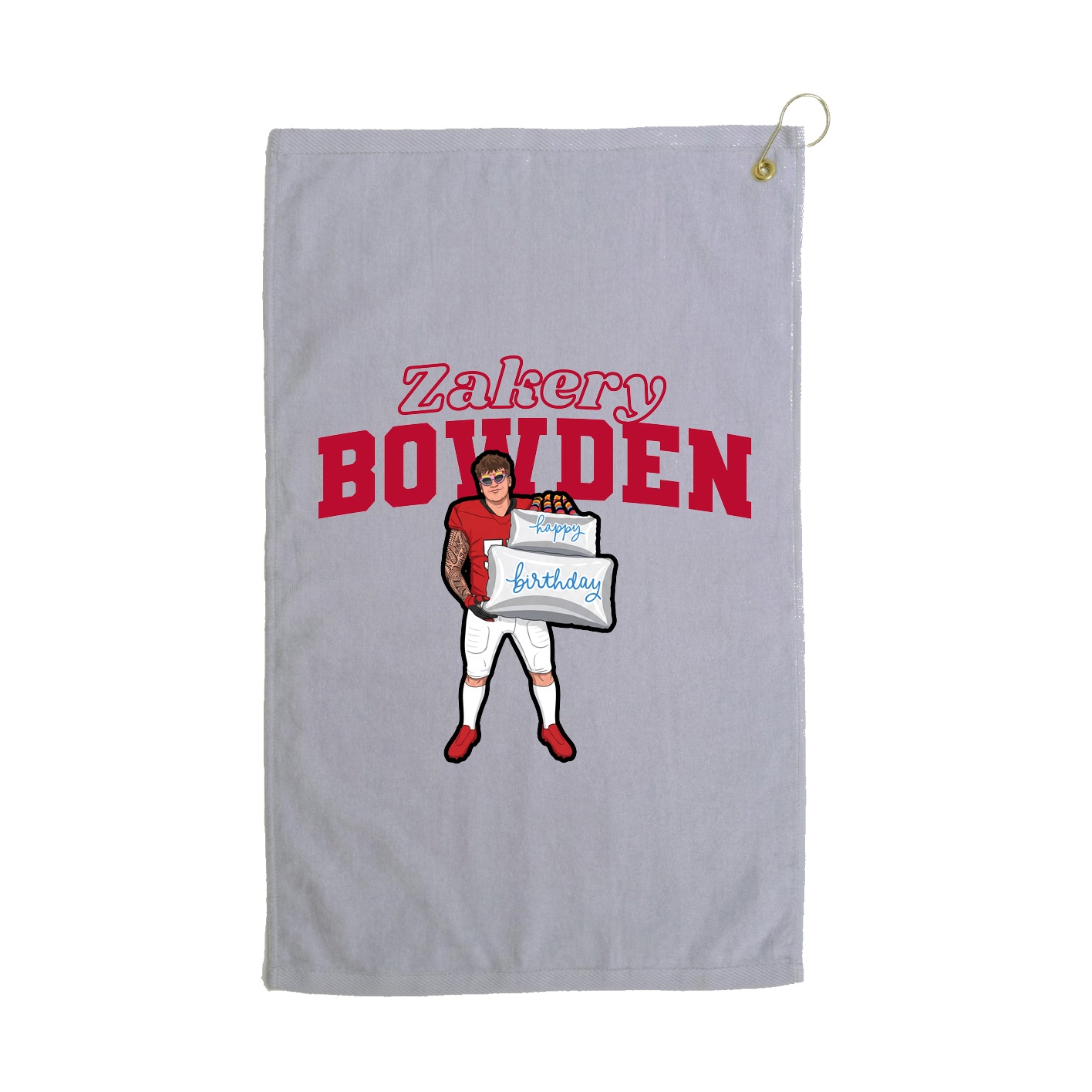 Golf Towel — Name Arch in Grey