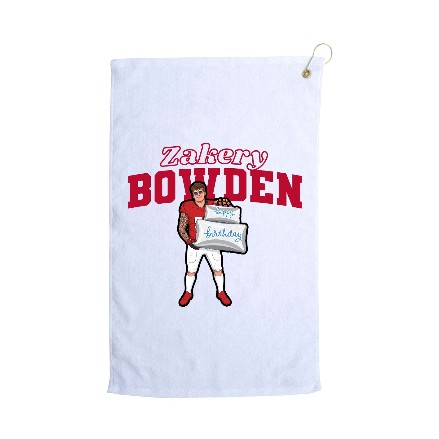 Golf Towel — Name Arch in White