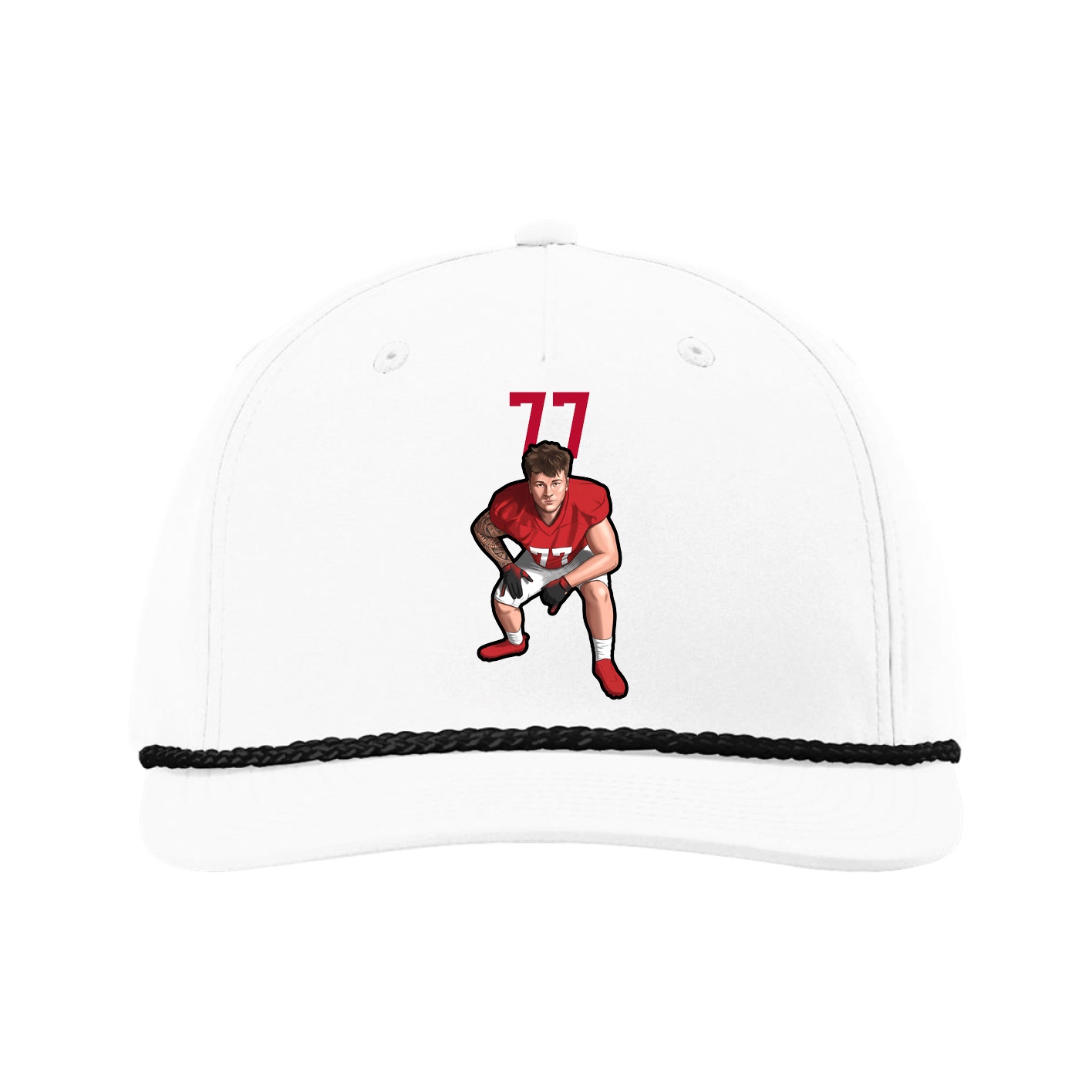 Five-Panel Classic Rope Cap — Number Top in White