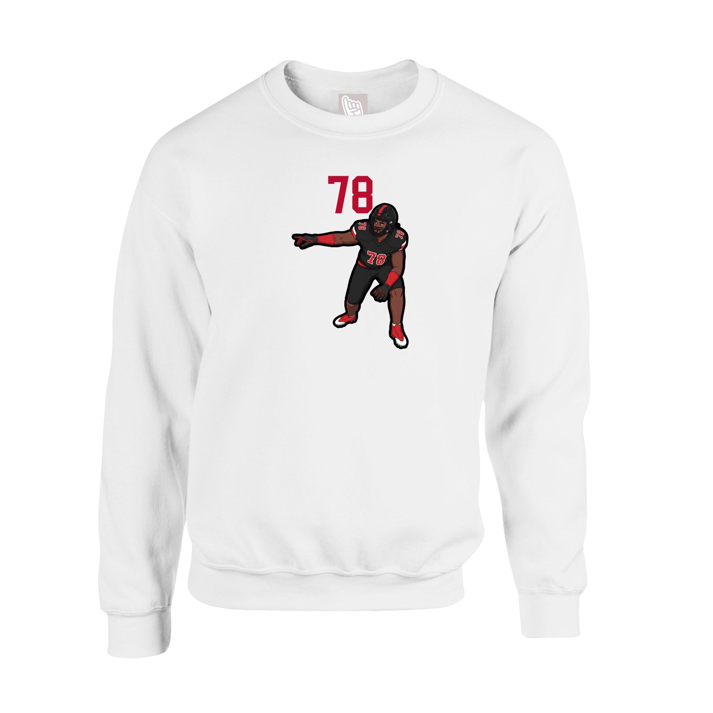 Fleece Crew — Number Top in White