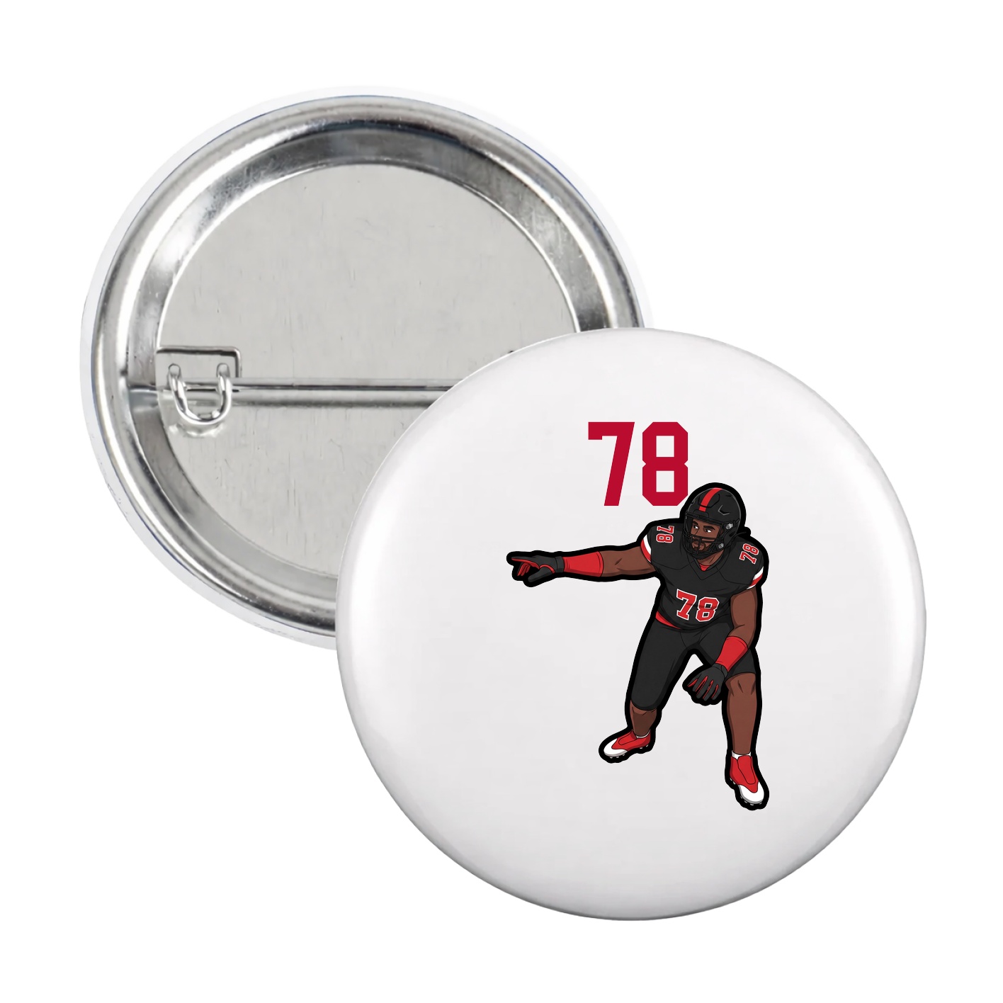Game Day Button — Number Top in White