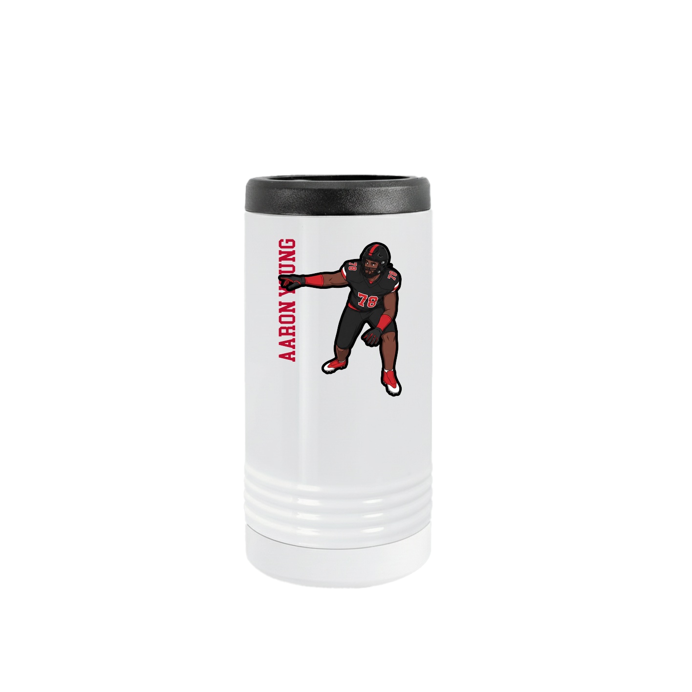 Slim Beverage Holder — Name Vertical in White