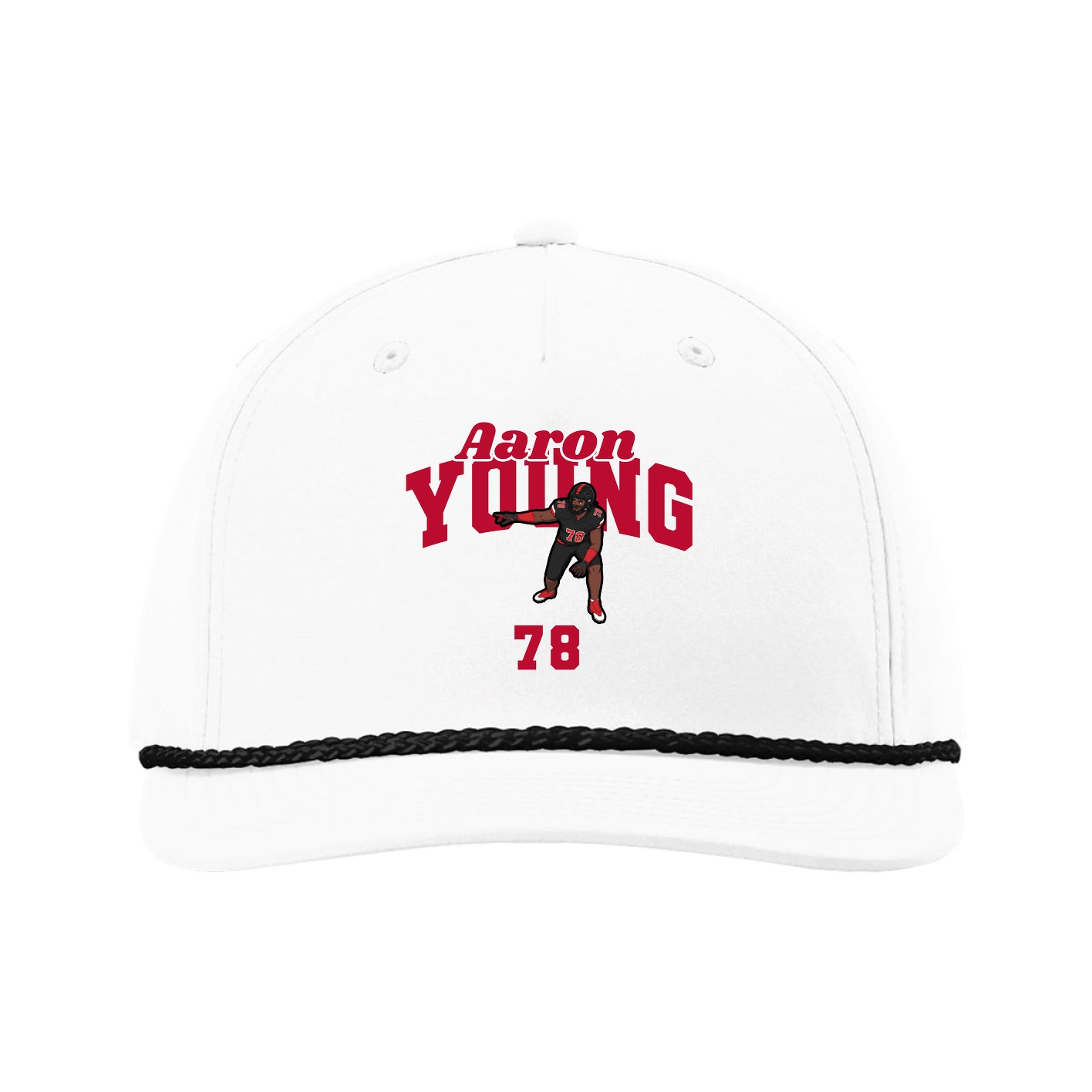 Five-Panel Classic Rope Cap — Signature Arch in White