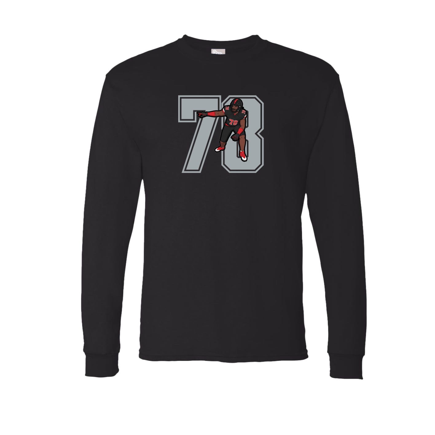 Long Sleeve Tee — Number in Black