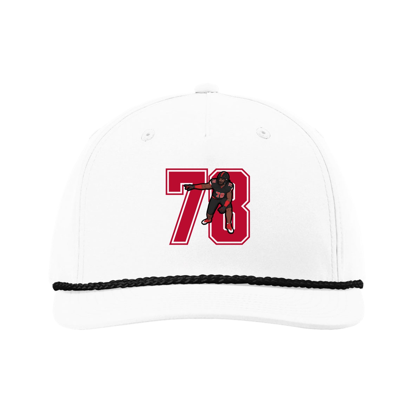 Five-Panel Classic Rope Cap — Number in White