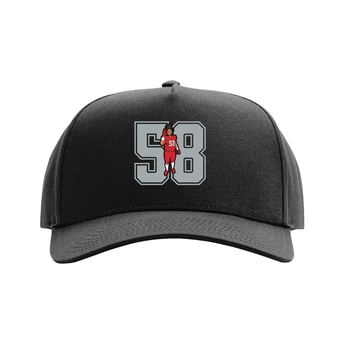 Full Fabric Five-Panel Champ Cap — Number in Black