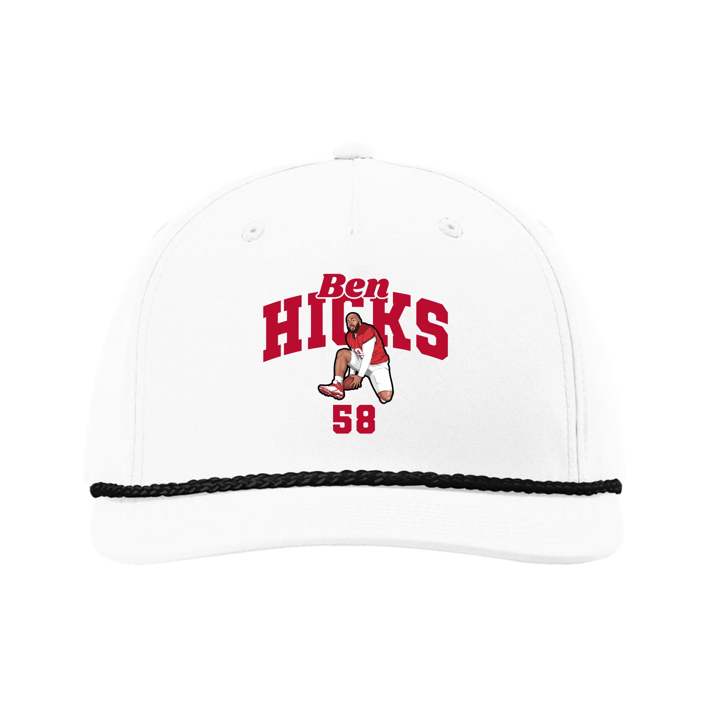 Five-Panel Classic Rope Cap — Signature Arch in White