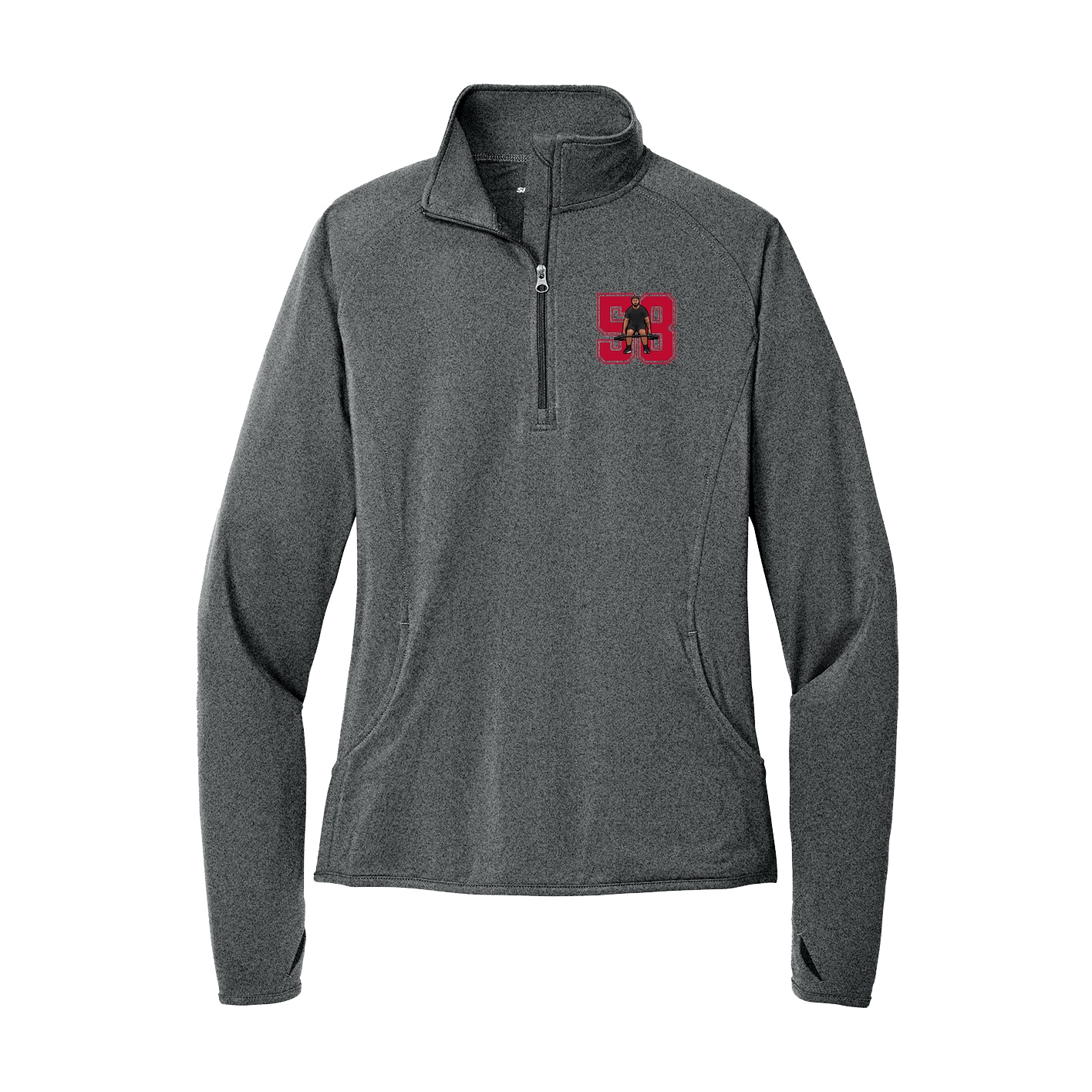 Women's Q-Zip Pullover — Number in Grey